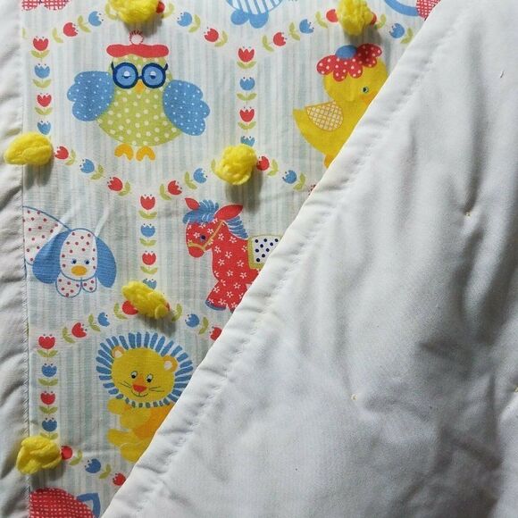 HANDCRAFTED Baby Blanket Multi Color Lovey Animals Cats Dogs Rabbits Horse - Picture 3 of 10